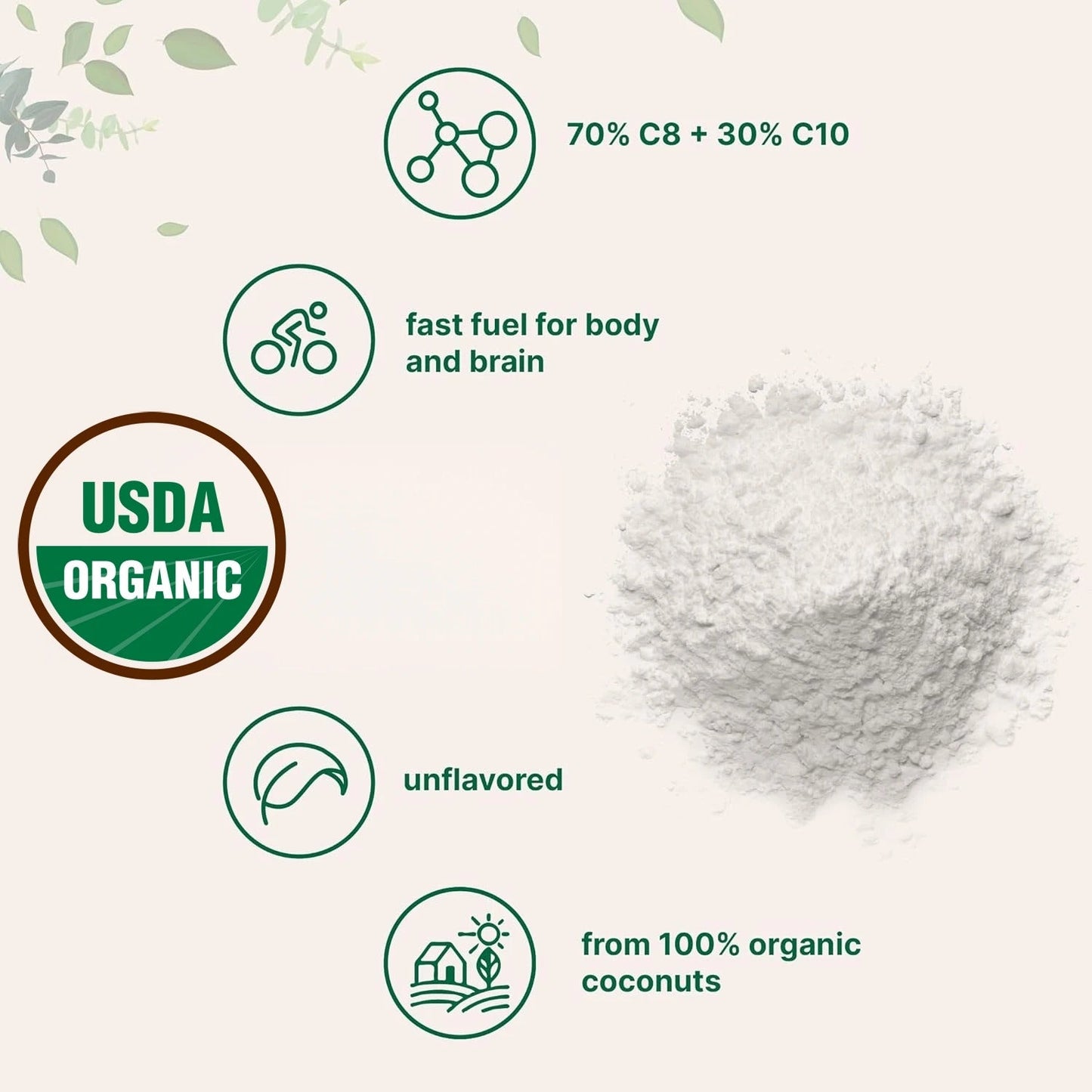 Hot Selling Healthcare Mct Oil Powder C8+C10 Organic Coconut Oil Powder Mct Powder Healthy Matcha Tea