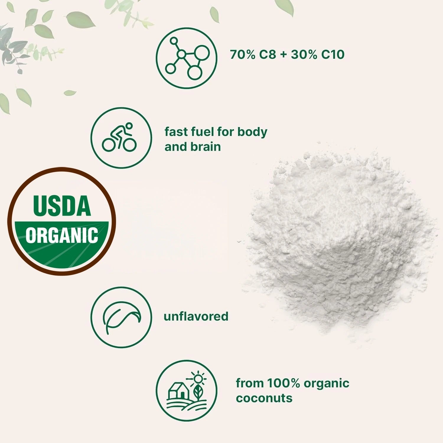 Hot Selling Healthcare Mct Oil Powder C8+C10 Organic Coconut Oil Powder Mct Powder Healthy Matcha Tea