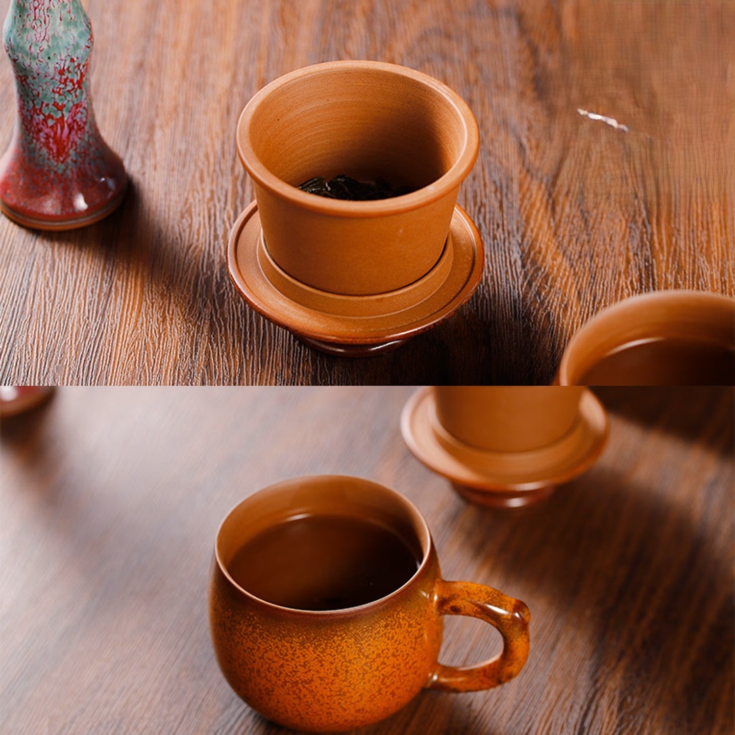 Master Tea Brewer Mug Set | Jun Kiln Infuser Mug with Lid Healthy Matcha Tea