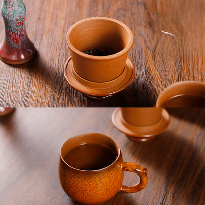 Master Tea Brewer Mug Set | Jun Kiln Infuser Mug with Lid Healthy Matcha Tea