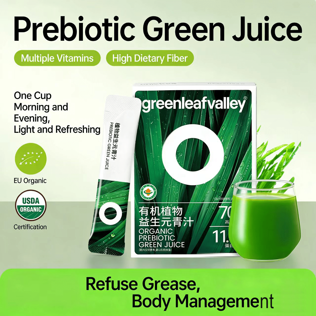 Prebiotic Greens Fiber Blend – Barley Grass Superfood MATCHA Healthy Matcha Tea