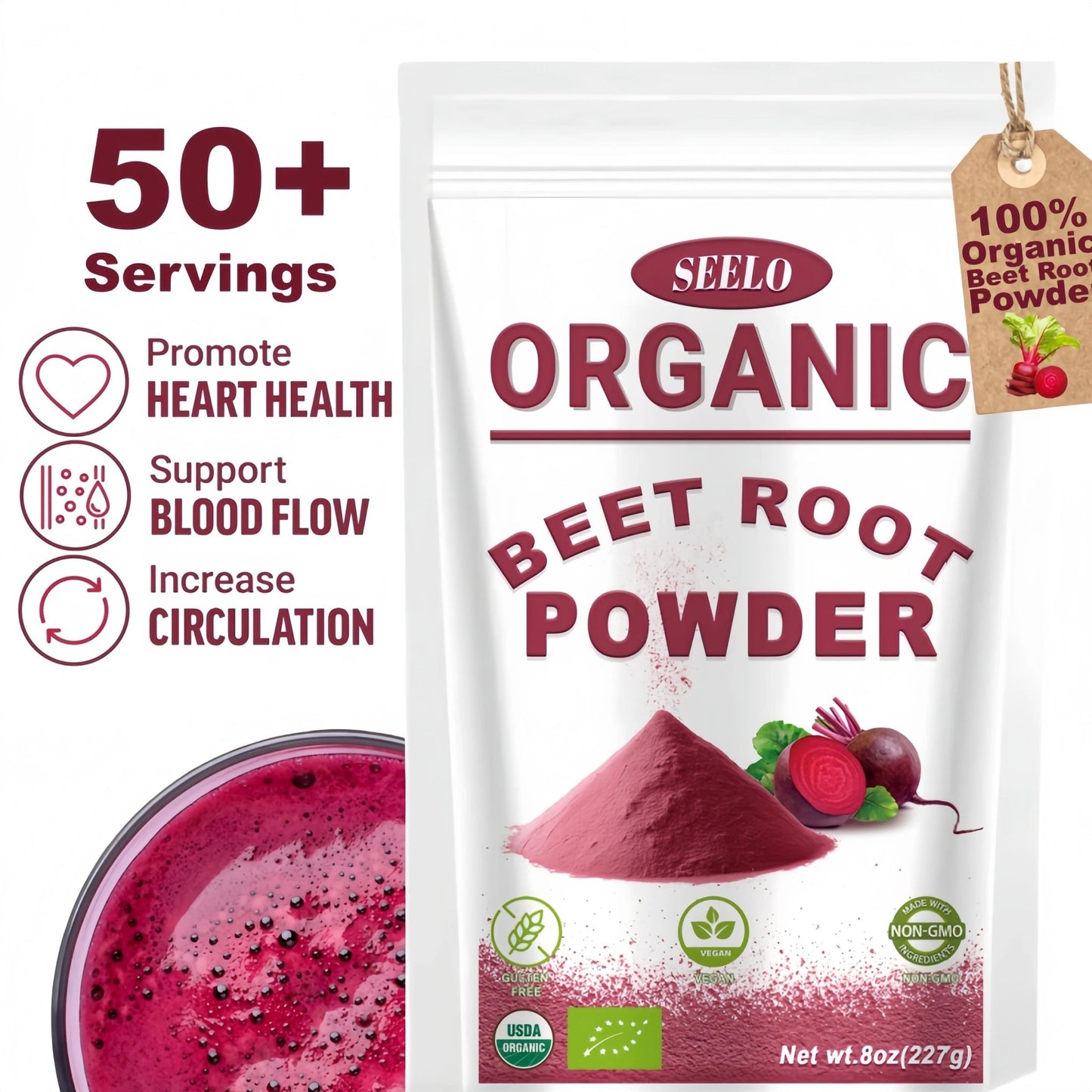 Super Food Beetroot Powder Natual Oganic Pure Beetroot Extract Powder for Health, Beauty, and Delicious Recipes Healthy Matcha Tea