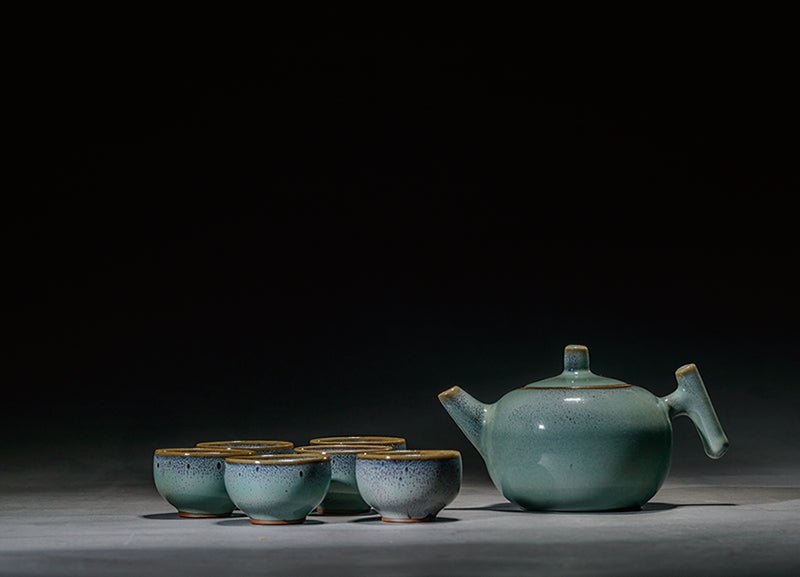 Zen Ritual Jun Porcelain Tea Set | Artisan Teapot & Cups Gift Set Healthy Matcha Tea